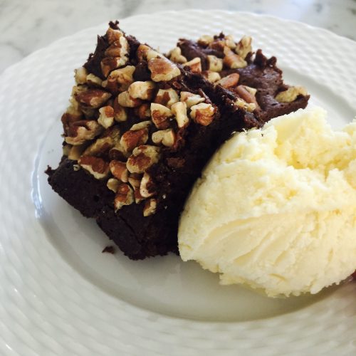 Brownies with ice cream