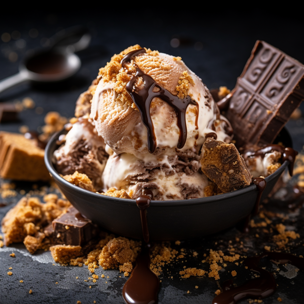 s'mores ice cream - chocolate ice cream with graham crackers and marshmallows.